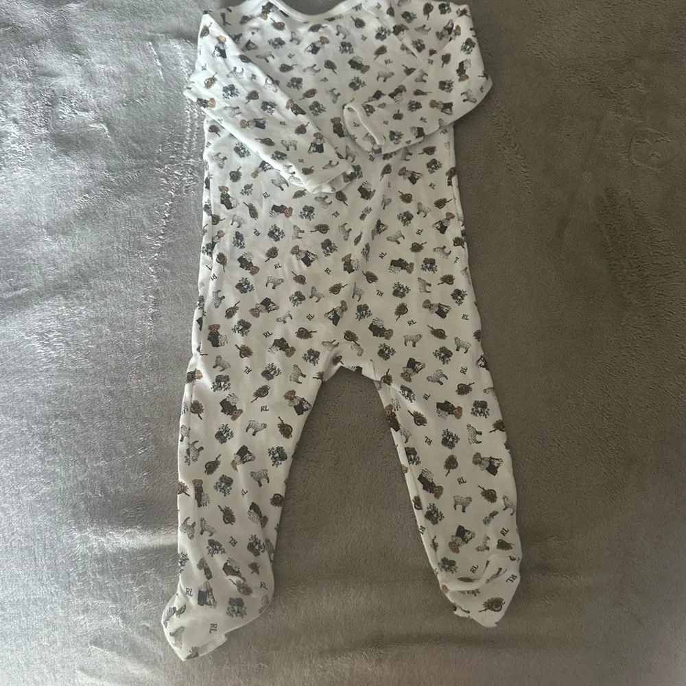 Ralph Lauren Kids' White Printed Footie